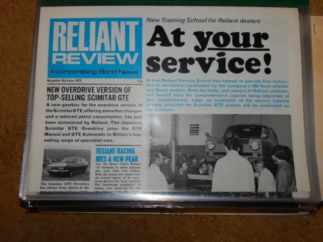 RELIANT REVIEW NEWSPAPER No 59 JUNE 1973 edition - Rebel Scimitar Bond Bug