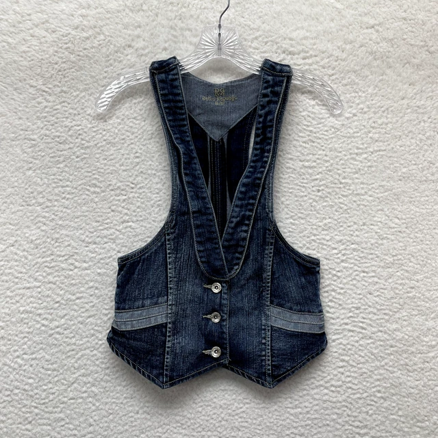 Y2K Vintage Retro Republic Denim Vest Top S Small Womens Mall Goth Alice Cullen