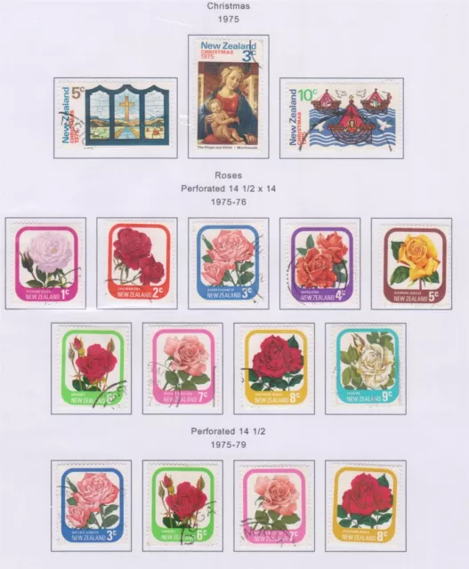 (F149-59) 1975-9 NZ 2sets 16stamps Christmas & Roses (BI)