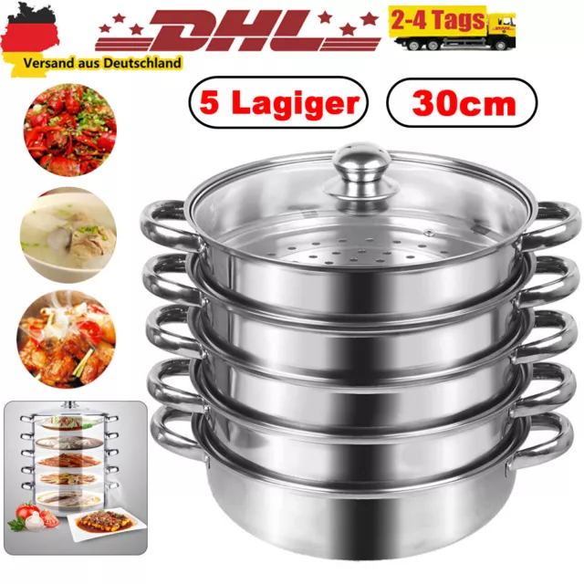 Kochtopf 5 Lagige Dampfkocher Mantowarka Gardampftopf Edelstahl Manti-Topf 30cm