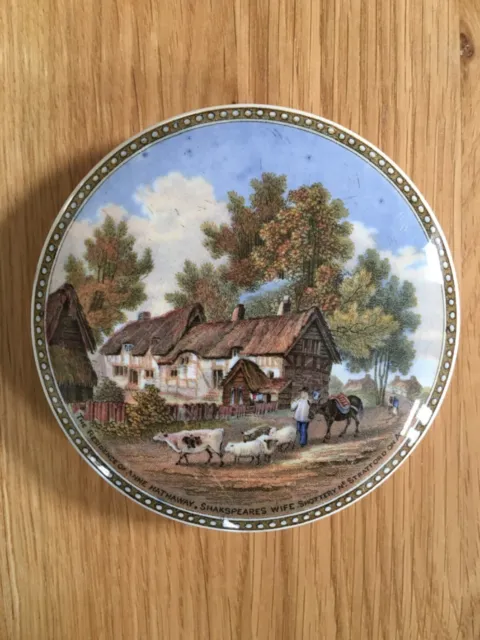 Prattware Pot Lid. "Residence Of Anne Hathaway, Shakspeares Wife" Excellent Cond