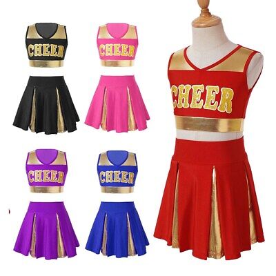 Iefiel Kids Girls Cheerleader Costume School Uniform Crop Top + Gonna Abiti
