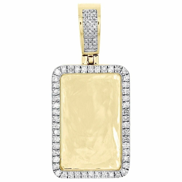 1.50Ct Round Cut Moissanite Memory Picture Frame Pendant 14K Yellow Gold Plated