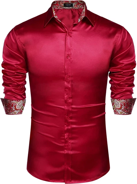COOFANDY Mens Paisley Dress Shirts Casual Long Sleeve Slim Fit Silk Floral Butto