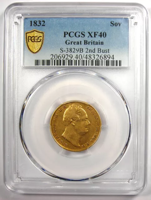 1832 Britain William IV Gold Sovereign England UK Coin 1S - Certified PCGS XF40 2