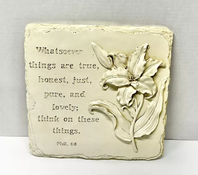 Christian Decor Bible Art 10” x 10” Think On These Things Philippians 4:8 Plaque