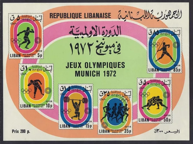 Libanon 1963 1972 1973 3 Olympische Souvenir Blätter S. G.810a, 1152, 1223 N.