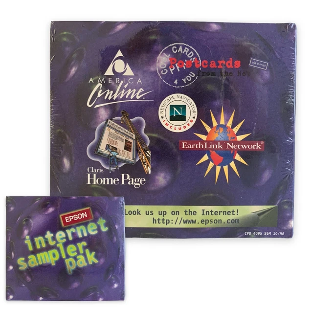 VTG 1996 EPSON Internet Sampler Pak CD Netscape AOL Earthlink NEW Sealed