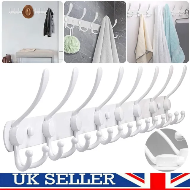 Coat Rack Wall Mounted Wooden, Pine White Clothes Hanger, Coat Hooks Wall/Door