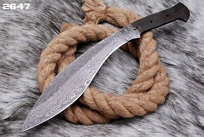 12”Custom HAND FORGED DAMASCUS STEEL Hunting Kukri Knife BLANK BLADE FULL TANG