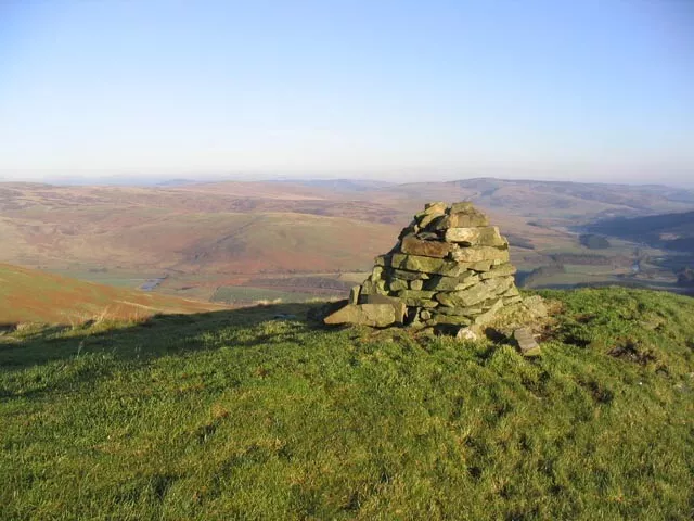 Photo 6x4 Cairn on Hyndhope Kip Looking over to the Ettrick Valley. c2006