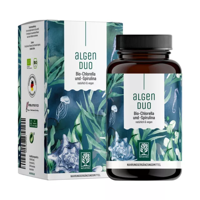 Bio Spirulina & Bio Chlorella - mit 500 mg pro Pressling | Algen Duo NATURTREU