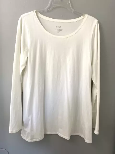 J Jill Pure Jill Stretch Pima Cotton Crew Neck Tee Long Sleeve Women’s White MP