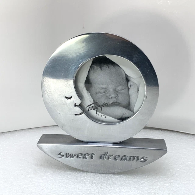 1998 Burnes Of Boston 3.5"x3.5" Metal Sweet Dreams Baby Picture Photo Frame