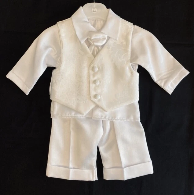 Abito Da Battesimo Bambino Paisley Cravatta Abito Da Matrimonio, 0-12 Mesi Set 4 Pezzi