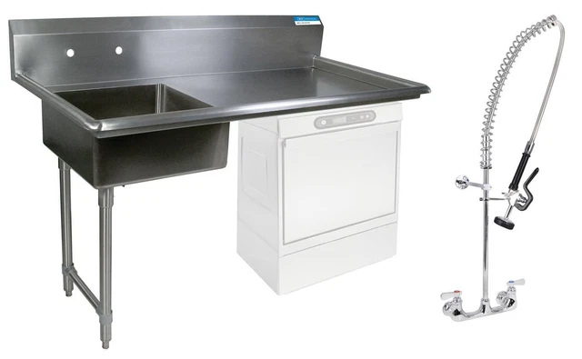 BK Resources 60" Undercounter Soiled Dishtable Left w/ Pre-Rinse Faucet