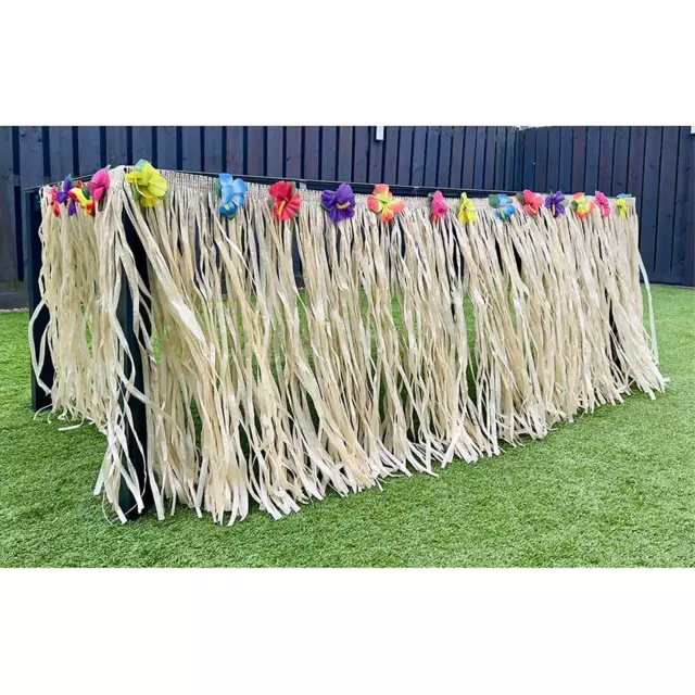 Hawaiian Party Table Decoration Tiki Tropical Hula Grass Skirt Flowers 275x75cm