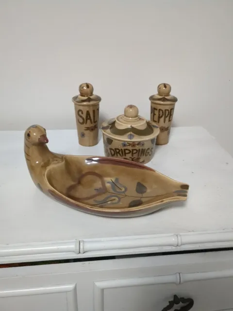 Cleminsons California Pottery Distelfink Bird Shaped Serving Dish Bowl Set Of 4