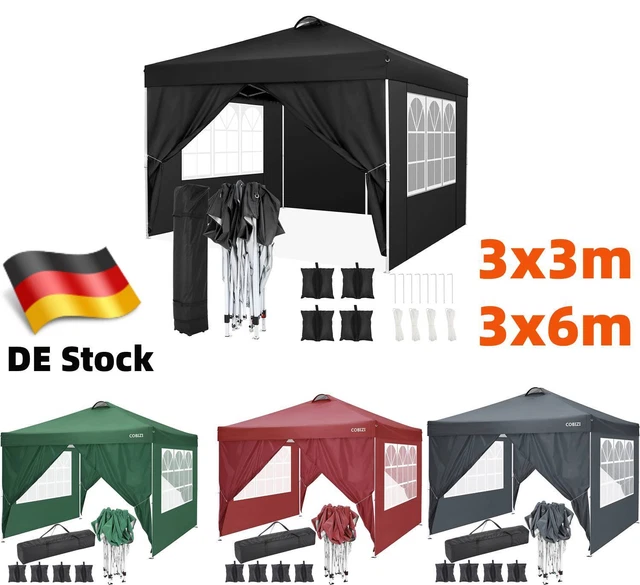 Falt Pavillon 3x3m/3x6m Wasserdicht UV-Schutz 50+ Gartenpavillon Partyzelt