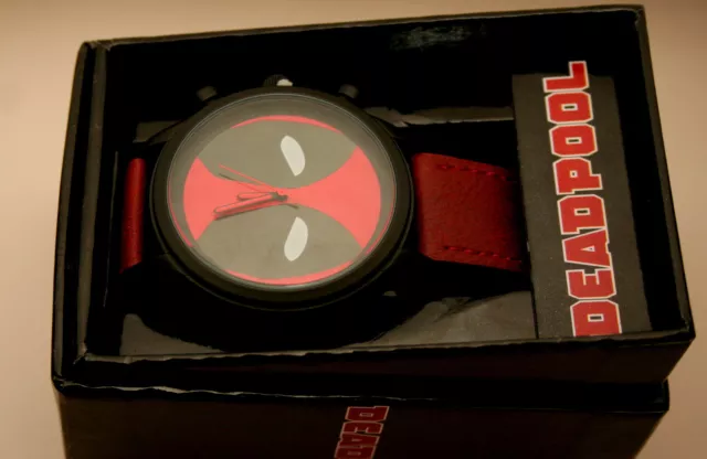 Marvel Comics DeadPool Logo Accutime Watch Large Men's New NOS Box