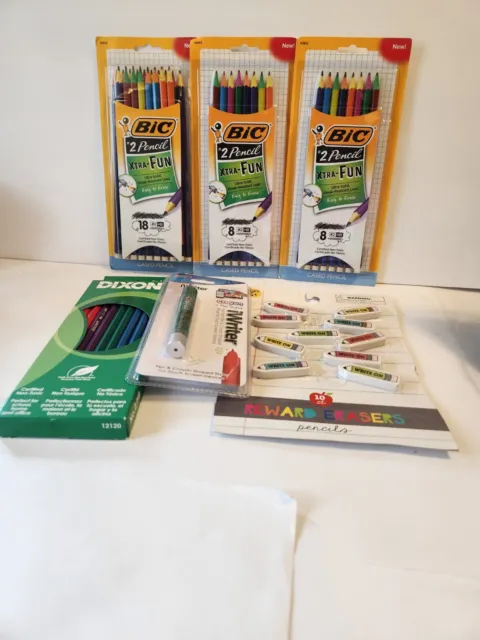 BIC Xtra-Fun #2 Pencils Break Resistance Lead, Stylus, Erasers New In Package