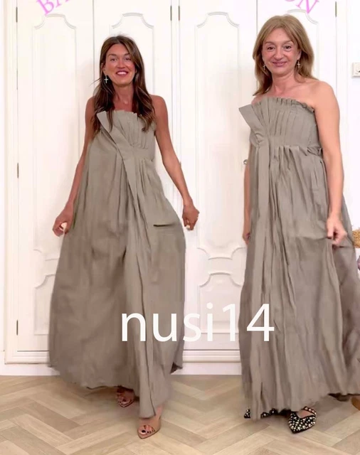 Zara Dress Xxl Zara Women's ZW Collection Asymmetric Lace Slip Dress - Brown  Strappy Sleeveless (XS-XL)