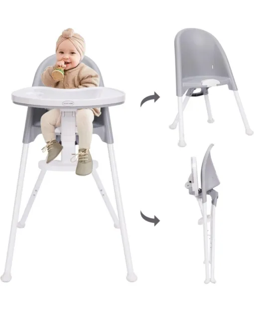 Folding High Chair 3 In 1 Adjustable Foot Rest