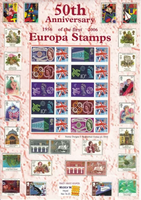 2006 50th Anniversary Europa Stamps Smiler Sheet 1956-2006 Belgica version