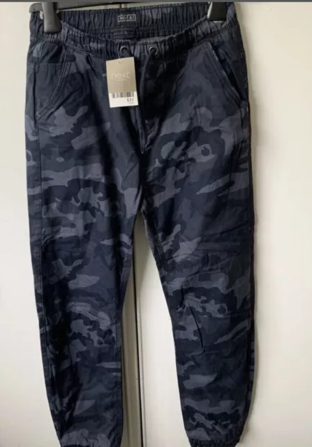 BNWT NEXT boys blue campflage camo combat cargo trouser. size 12 years