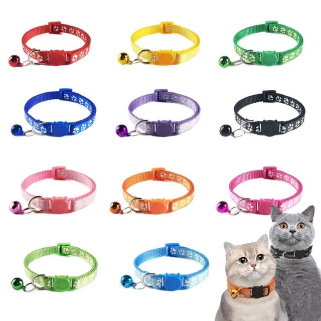 Collare elastico campana in nylon breakaway zampa di gatto animali domestici collare piombi per gattino