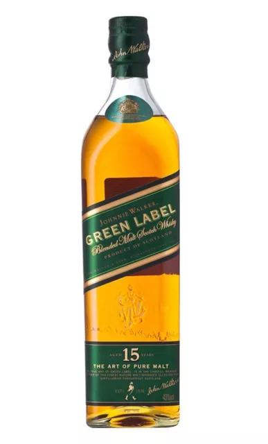 Johnnie Walker Green Label 15 Year Old Pure Malt Scotch Whisky 750ml RAREST SIZE 2