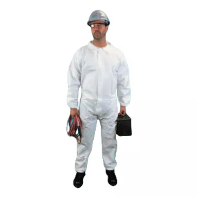 Disposable Coveralls Protective Cleaning Spraying Hazmat 2XL 5-pack Zipper White