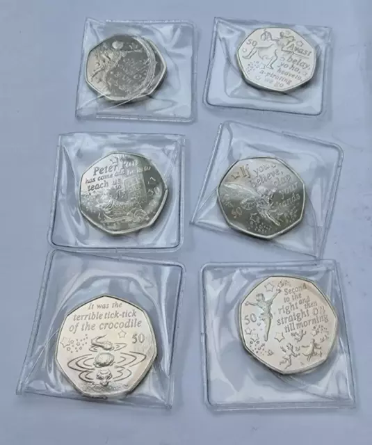 Isle of Man 50p Peter Pan 2019 6 Coin Set Loose Uncirculated