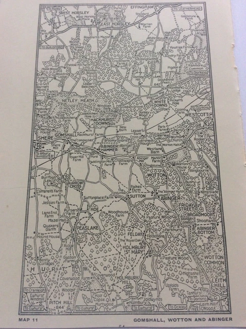 Gomshall Wotton Abinger c1920 Antique Map London South of Thames 7x4”