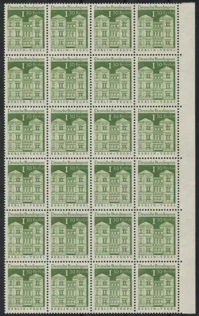 24 x Berlin Nr. 284 sauber postfrisch Bogenteil 130 Pfennige Bauten 1966 Mi.72 €