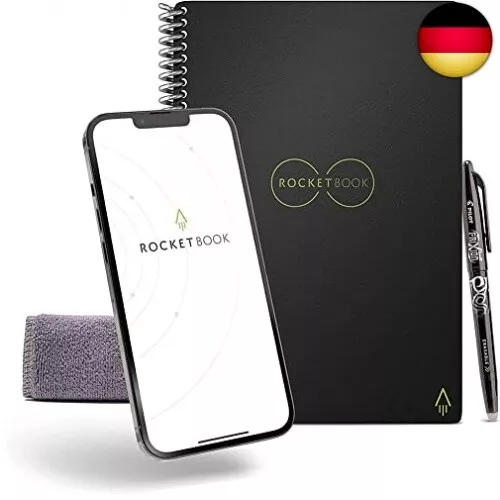 Rocketbook Core Wiederverwendbares Digitales Notizbuch - Executive A5 Schwarz -