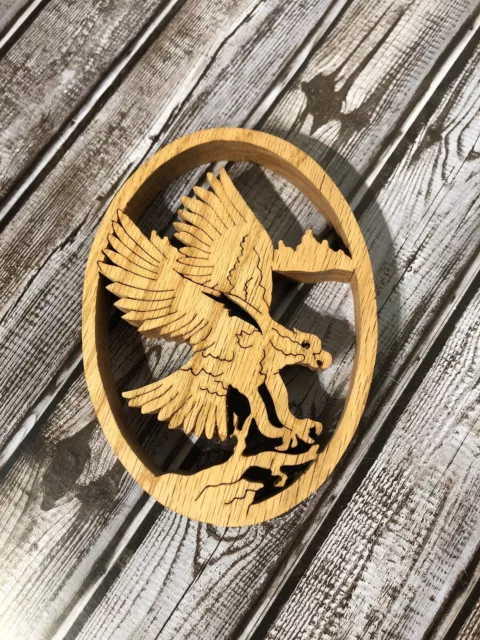 Wooden Eagle Hand Made Jig Saw Cut Out Wall Art