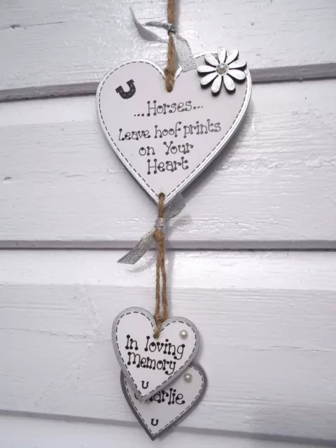 🐎 New Personalised pet 'Horses leave hoof prints' memorial gift heart sign🐎