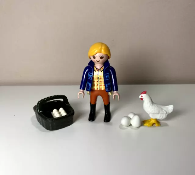 Playmobil Bäuerin mit Huhn - Bauernhof - Zubehör