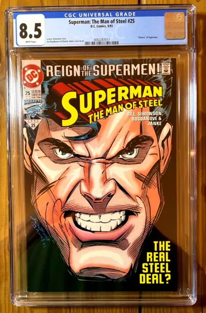 Superman Man of Steel #25 CGC 9.4 DC Comics 1993 White Pages Reign of Superman