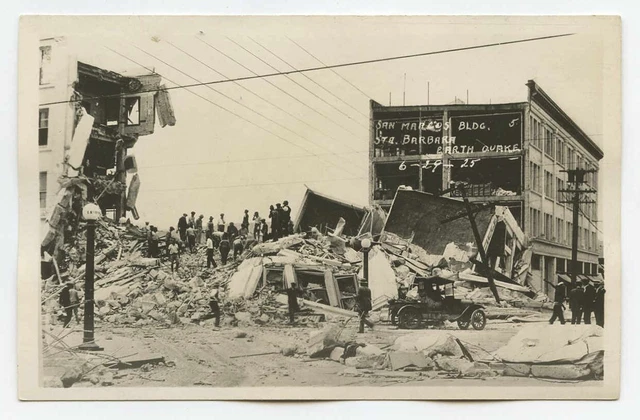 SANTA BARBARA, Calif. ~ San Marcos Building, earthquake ~ 1925 RPPC postcard