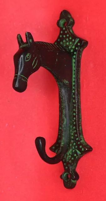 Green Horse Antique Style Handmade Brass Cup Key Cloth Hanger Wall Mounted Hook 5