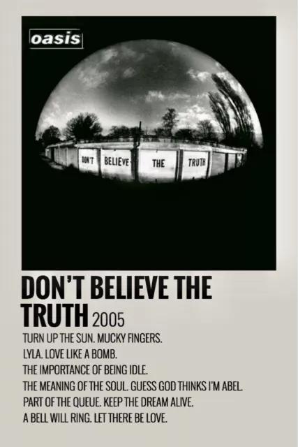 Oasis Don't Believe The Truth A4 Album Songlist Print Poster