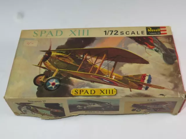 VINTAGE REVELL 1/72 SCALE MODEL AIRCRAFT KIT SPAD XIII Unmade in Box 1960s