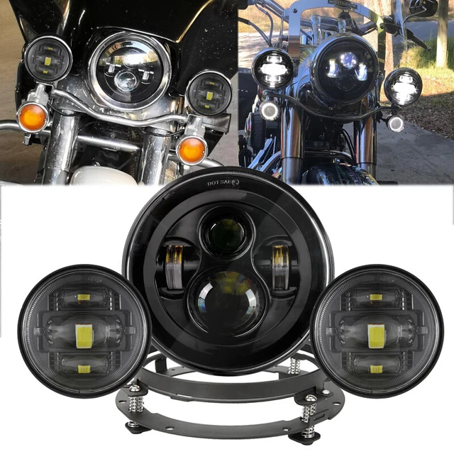 For Yamaha V-Star XVS / Harley Touring 7" Led Headlight + Fog Passing Lamp Kit
