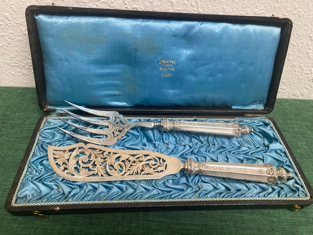 Vintage French Sterling Silver 2 Piece Fish Serving Set (original case)