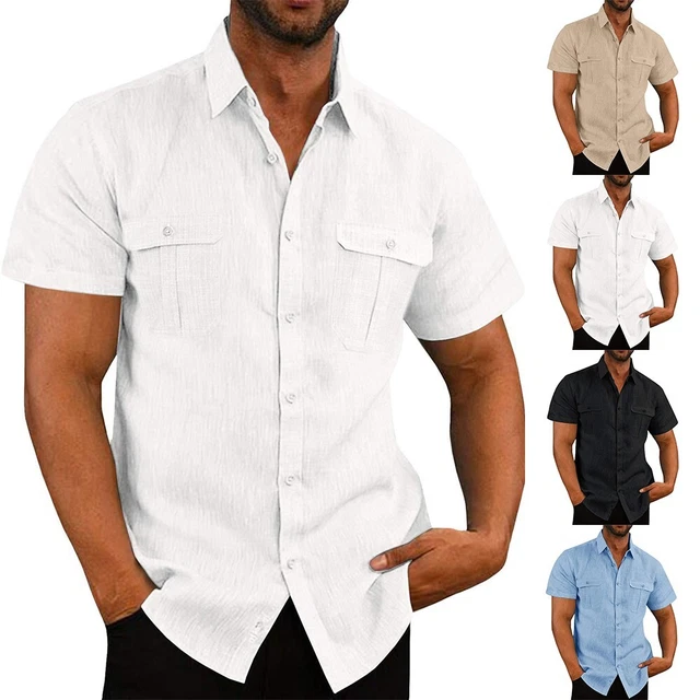 Homme Été Casual Imprimé Col Chemisier À Manches Courtes Hauts Shirt