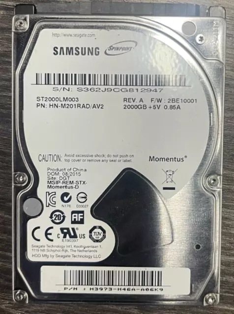 Seagate Samsung Spinpoint M9T zuge St2000Lm003