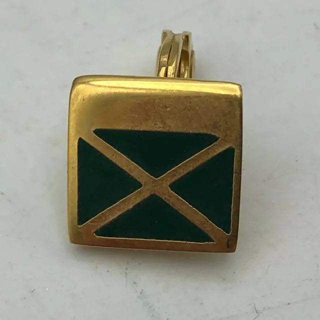Vintage MONET Signed Single Earring Clip-On Style Gold Tone With Green Not Sure