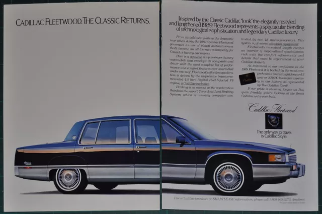 1989 CADILLAC FLEETWOOD 2-page advertisement, large photo, Canadian advert.